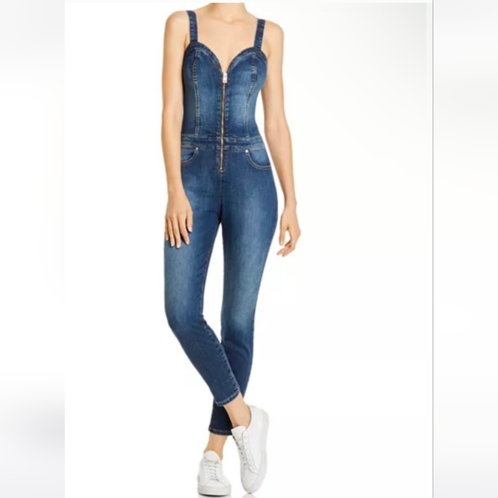 Guess denim Y2K zip front jumpsuit overalls small